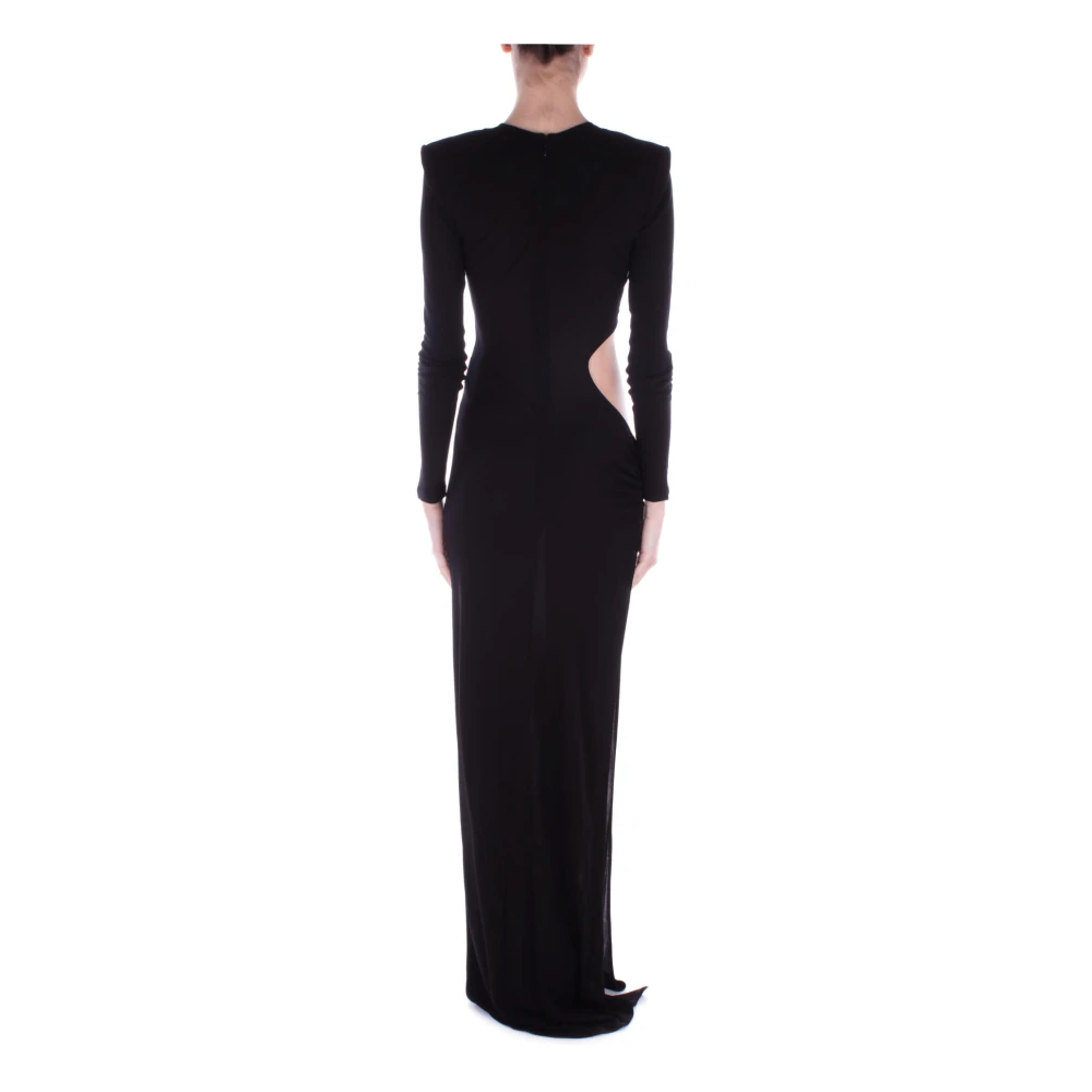 Elisabetta Franchi Zwarte Jurk met Achterrits Split Black Dames