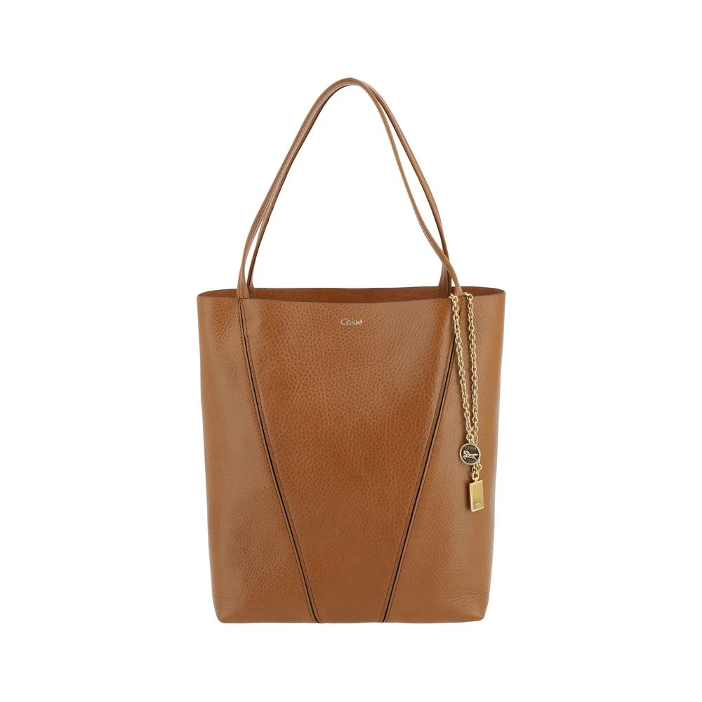 Chloé Grained Leather Spin Shoulder Bag - Female - Shopping Bags - Brown - One Size - Bags