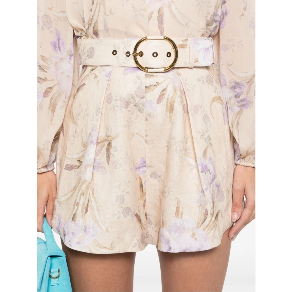 Zimmermann Witte Linnen Shorts met Hoge Taille Multicolor Dames