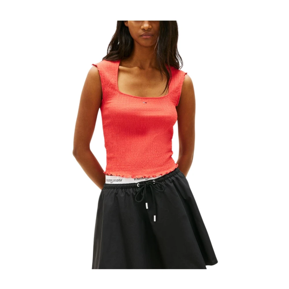Tommy Hilfiger Women's Red Sleeveless Tops, L, Sleeveless Tops