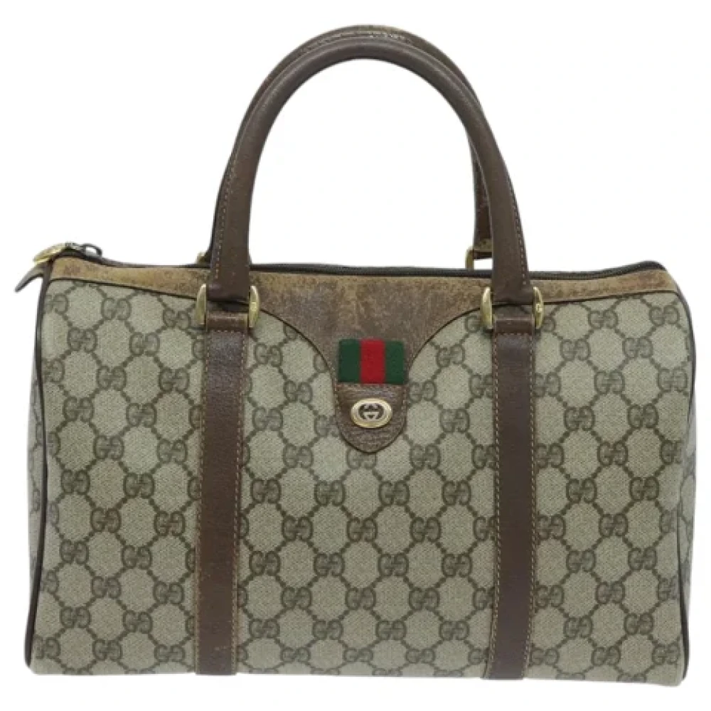 Gucci Vintage Pre-owned Leather travel-bags Beige Dames