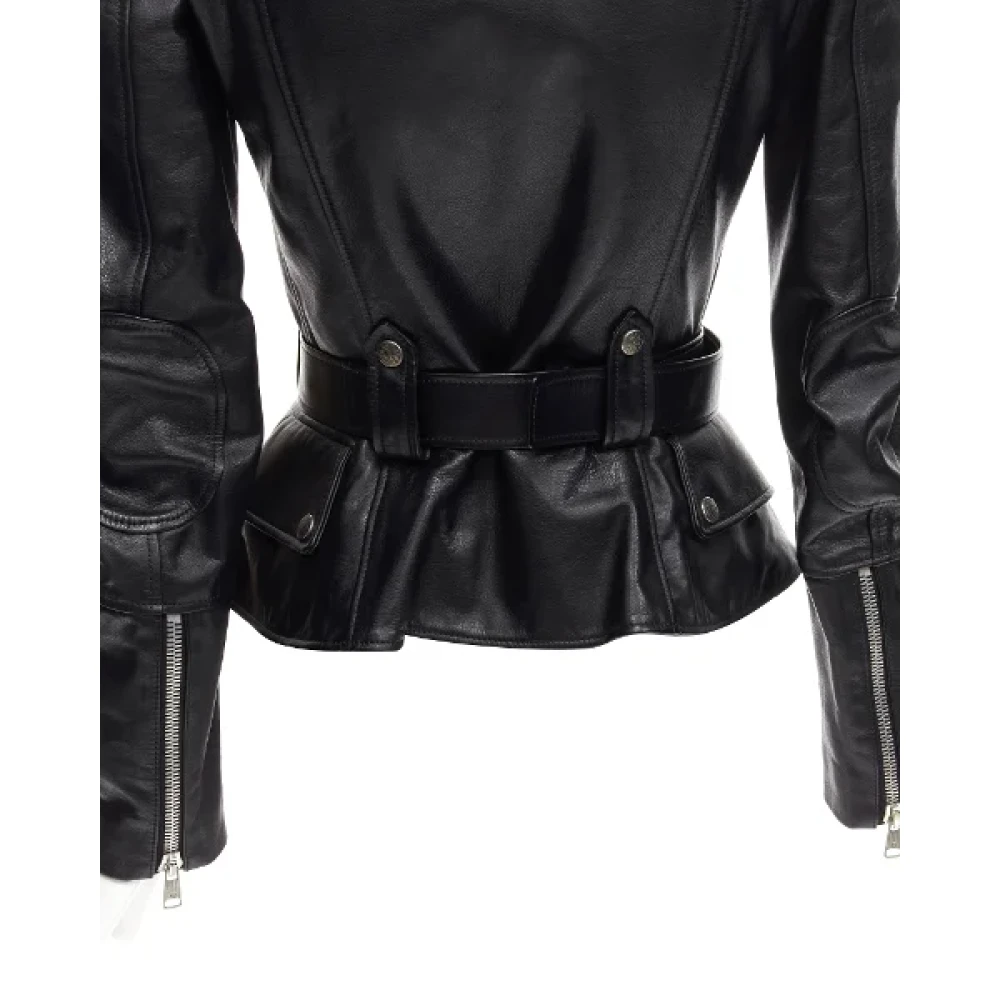 alexander mcqueen Leather outerwear Black Dames