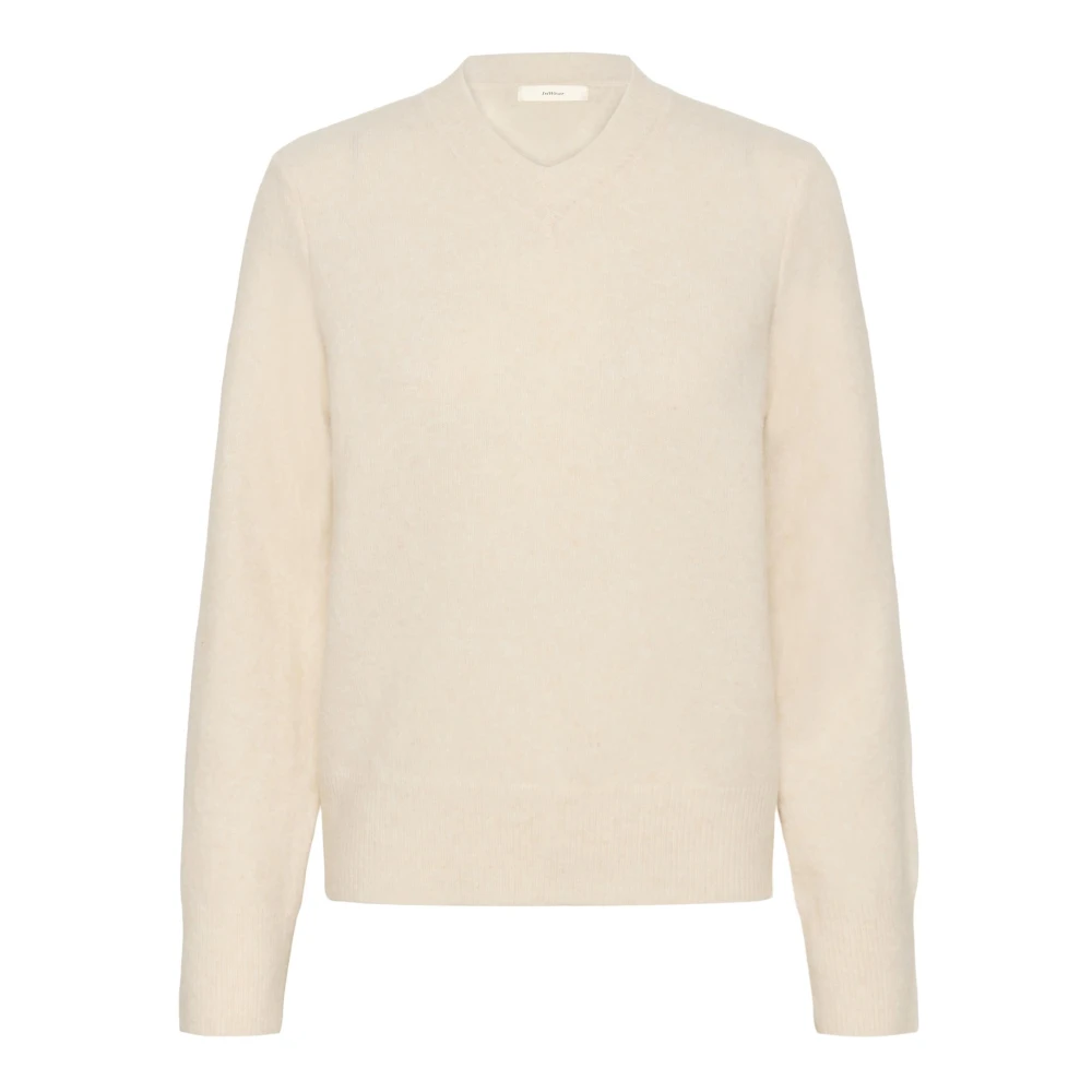 Inwear White V-Neck Whisper Melange Jumper - Female - Round-Neck Knitwear - 3XL - Knitwear