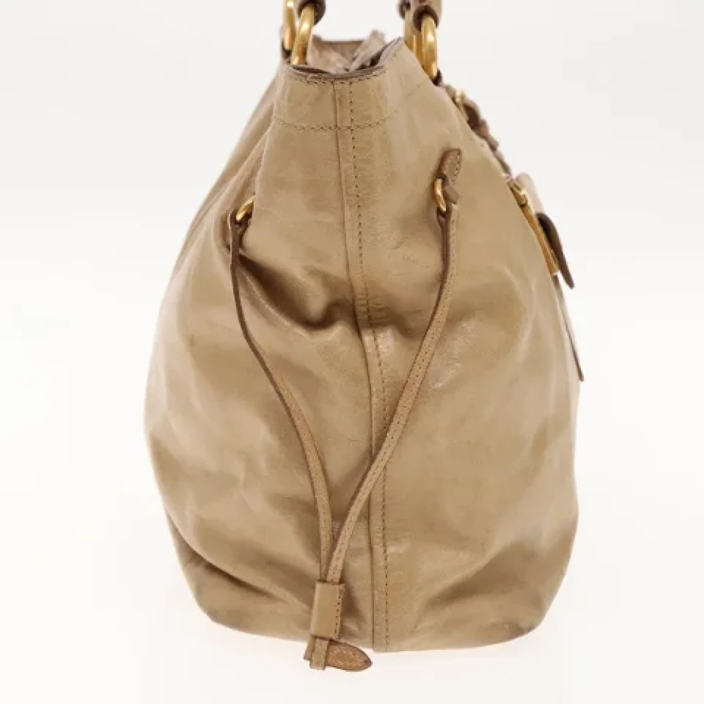 Prada Vintage Pre-owned Leather prada-bags Beige Dames