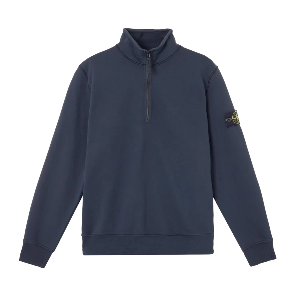 Stone Island Blue Sweatshirts, Male, 2XL, Cotton Sweatshirt With Side Logo Patch