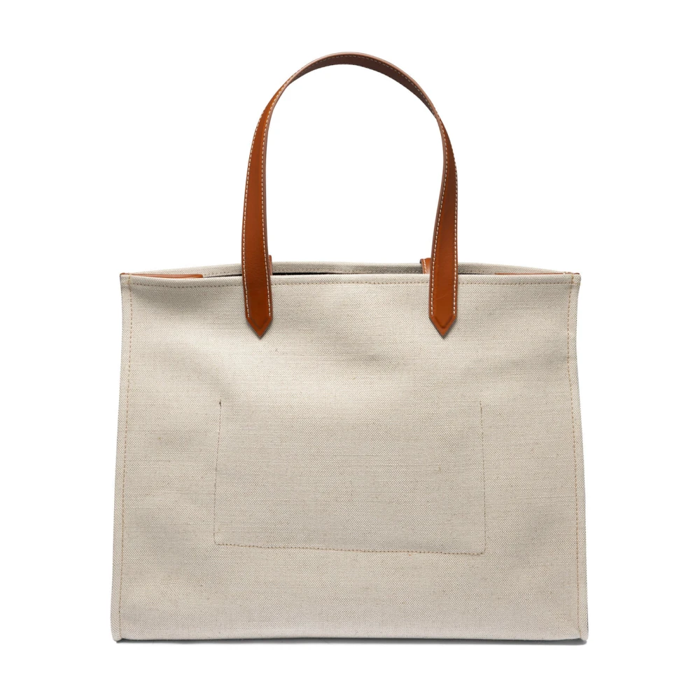 Balmain Beige Shopper Tas met Leren Details Beige Dames