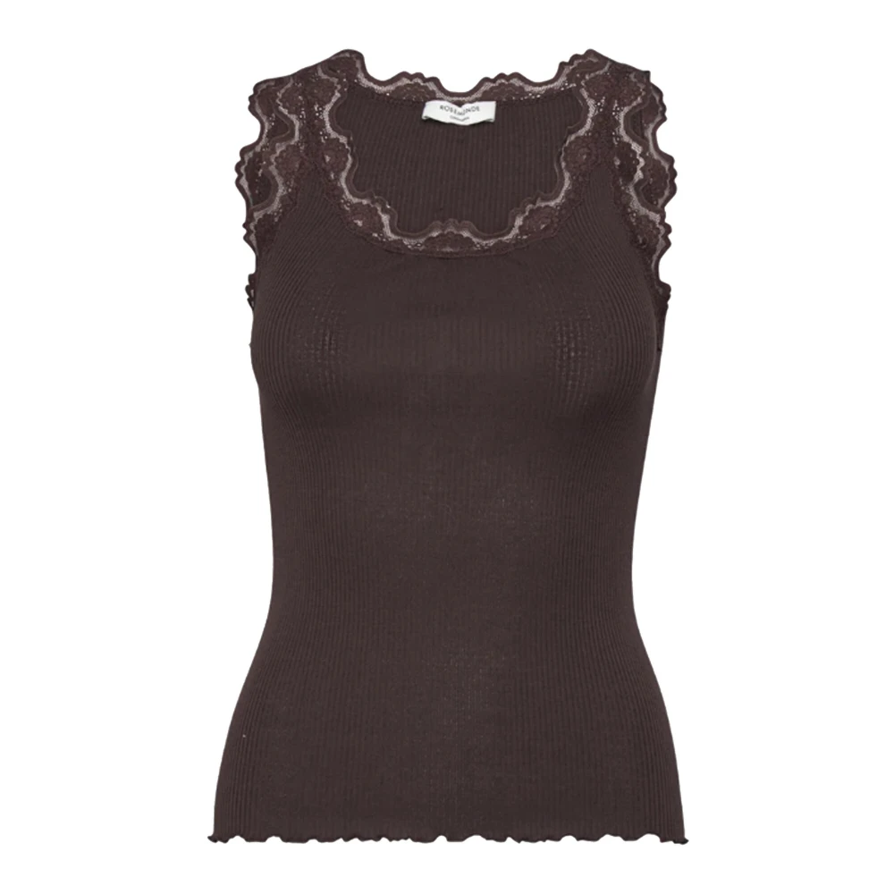 Rosemunde Zijden Top Donker Espresso Parijs Blauw Brown Dames