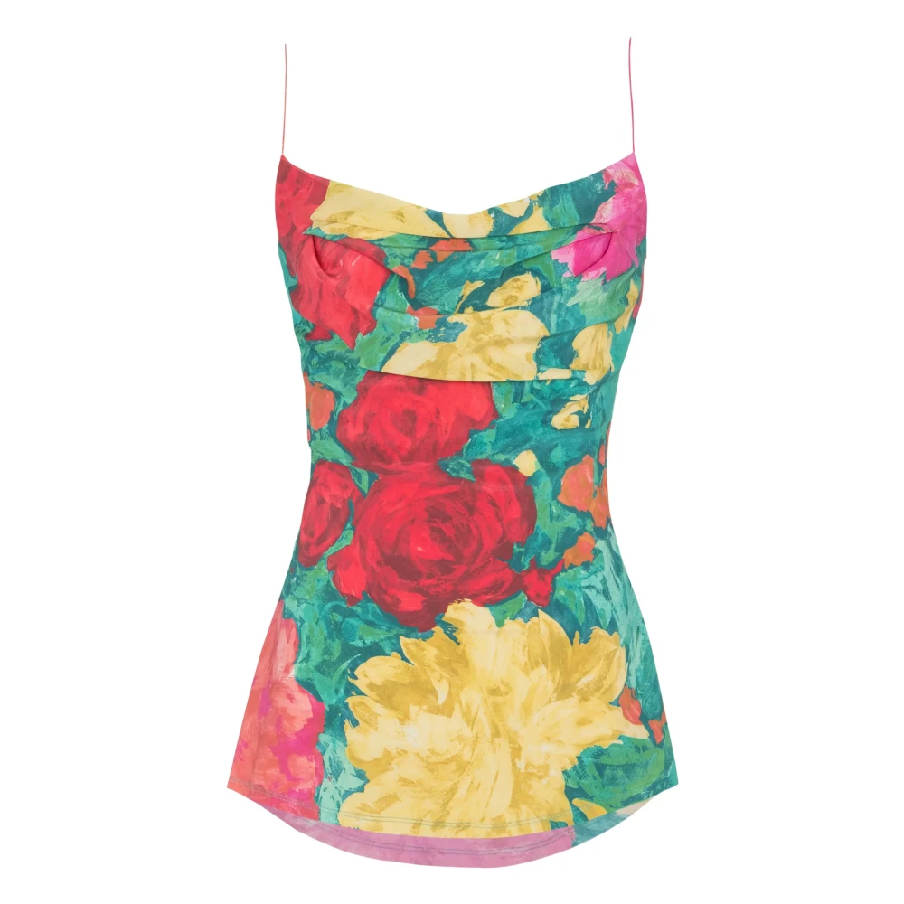 Balmain Multicolor Cowl-Neck Silk Top - Female - Sleeveless Tops - Xs - Tops
