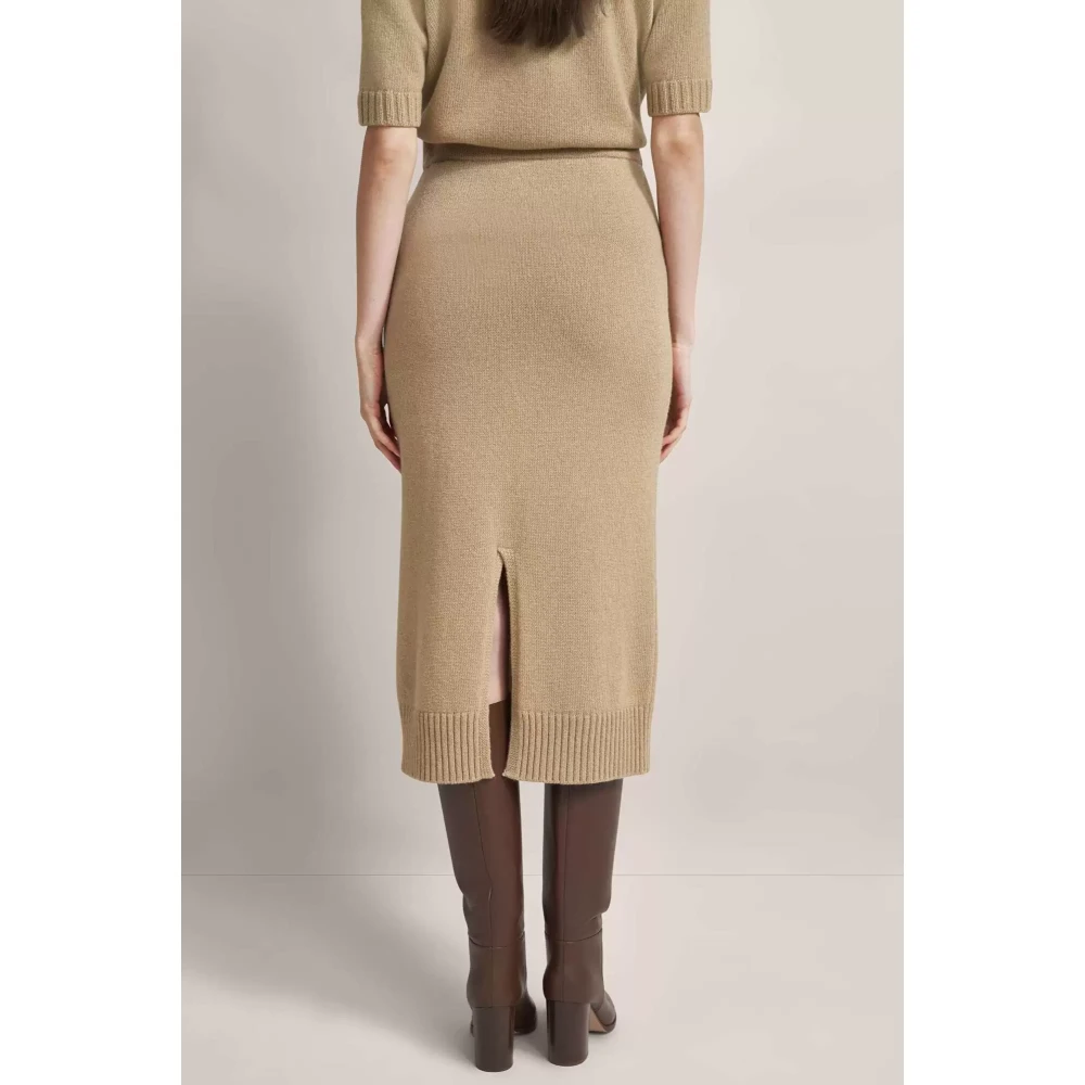 Bugatti Geribbelde wollen rok met split Brown Dames