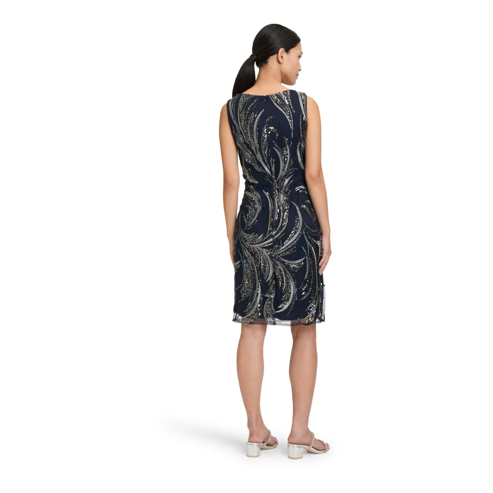 Vera Mont Elegante Geborduurde Jurk Blue Dames