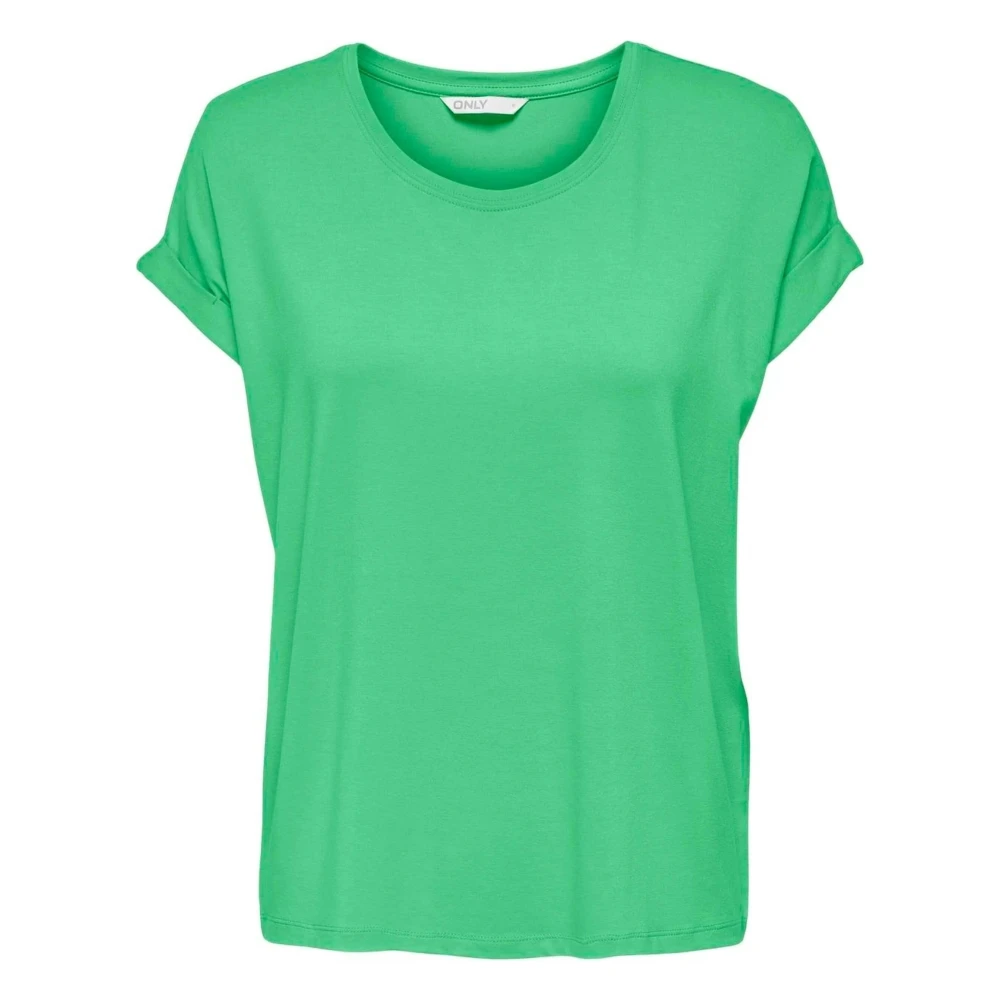 Only Regular Fit Round Neck Fold-Up T-shirt Green Dames