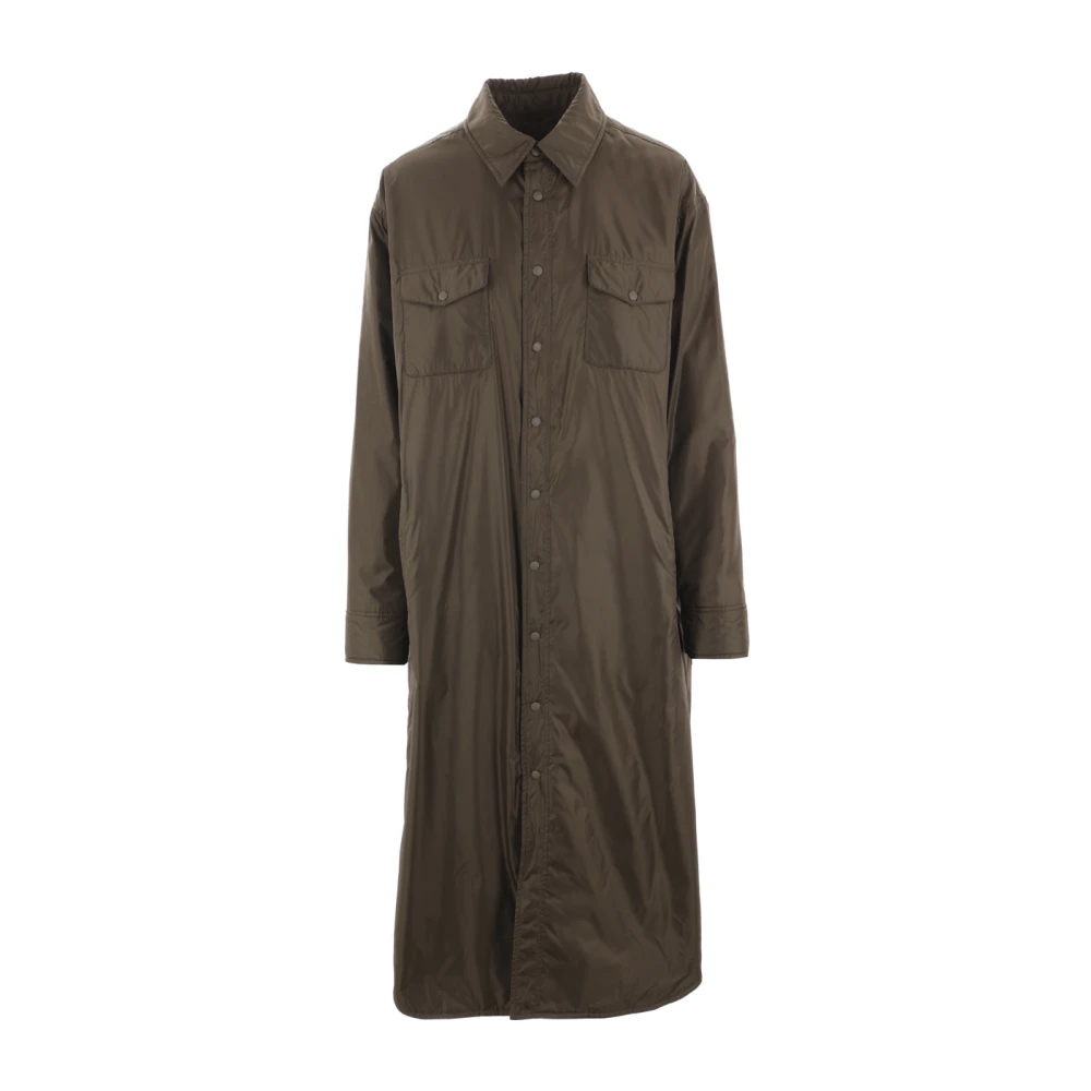 Aspesi Militaire Stijl Lange Nylonjas Green Dames