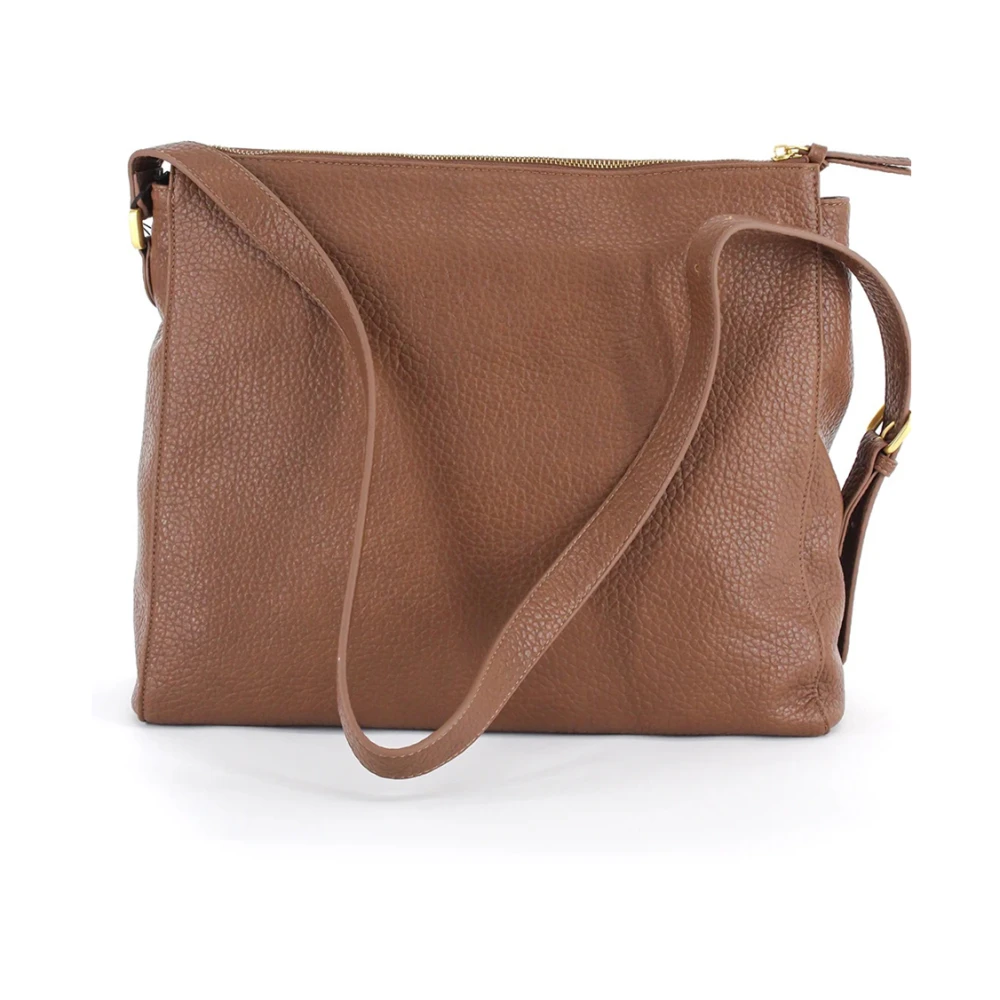 La Carrie Bruin lederen Shopper tas met gouden accenten Brown Dames