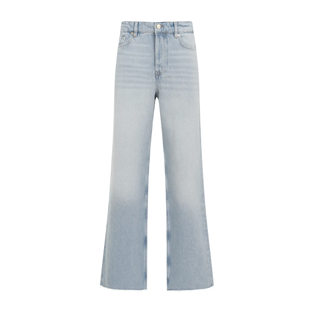 Ganni Metallic Wide-Leg Jeans Aw24 Blue Dames