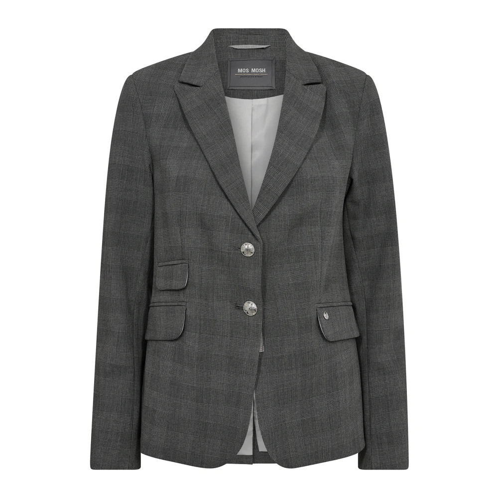 MOS MOSH Getailleerde Blazer Sharkskin Patroon Gray Dames