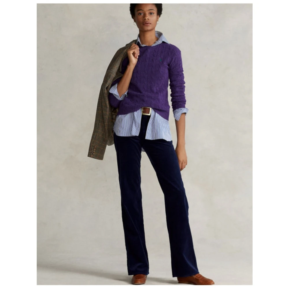 Polo Ralph Lauren Ribfluwelen Flare Broek Navy Cruise Blue Dames