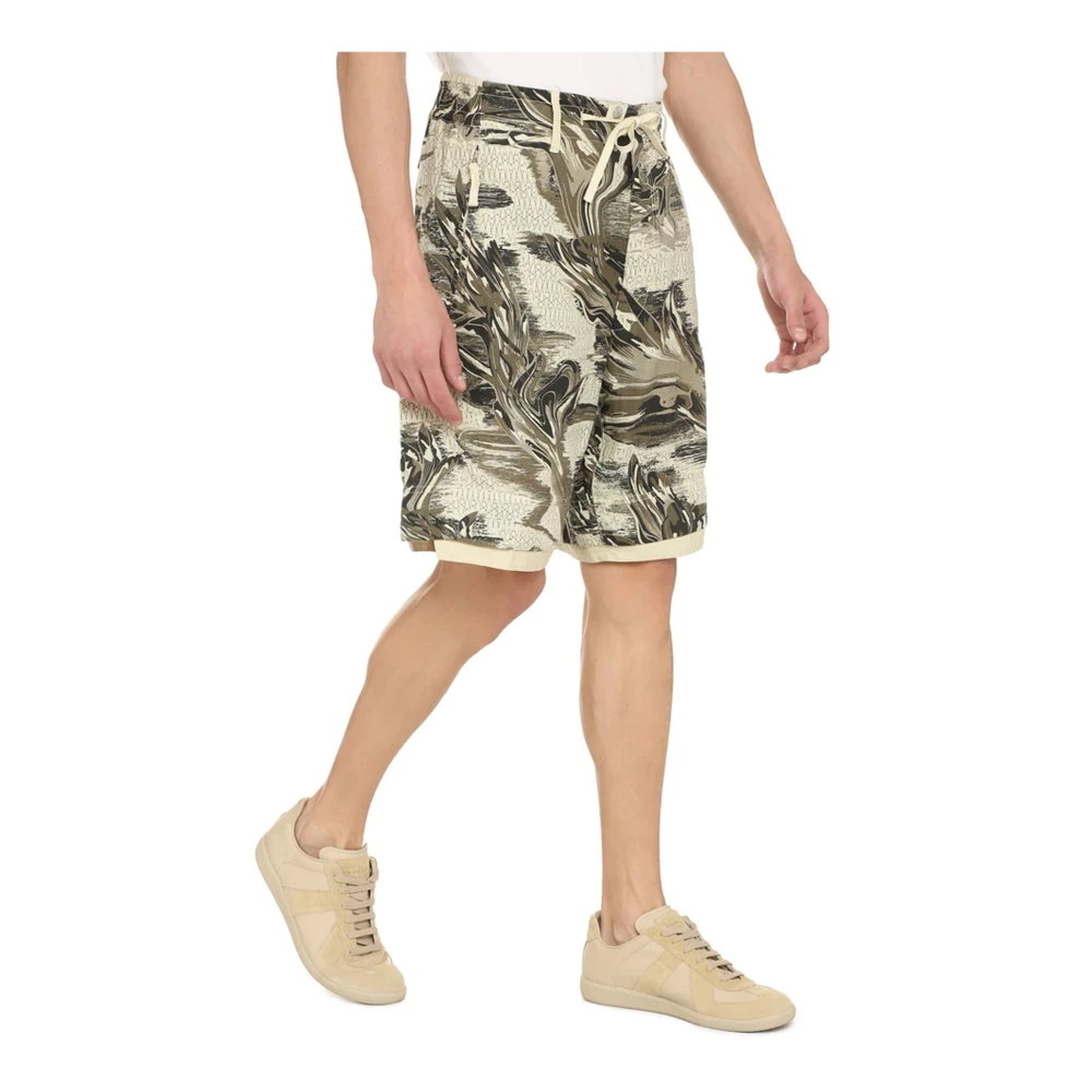 Stone Island Groene Linnen Bermuda Shorts Ss22 Multicolor Heren