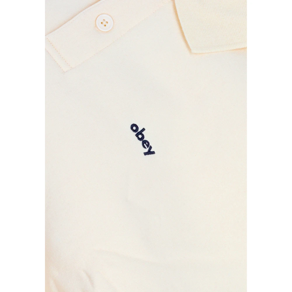 Obey Lange Mouw Fleece Polo Shirt Beige Heren