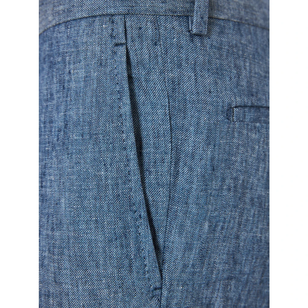 Barba Linnen broek met zakken Blue Heren