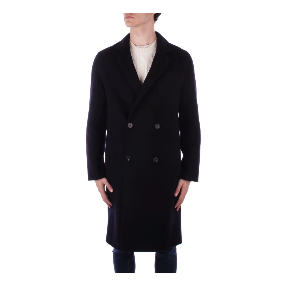 Alpha Studio Blauwe dubbelrijige jas Blue Heren