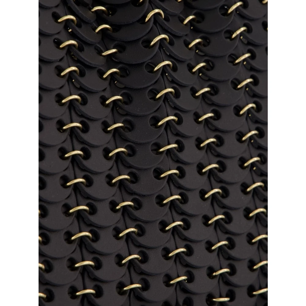 Paco Rabanne Zwarte leren schoudertas met gouden detail Black Dames