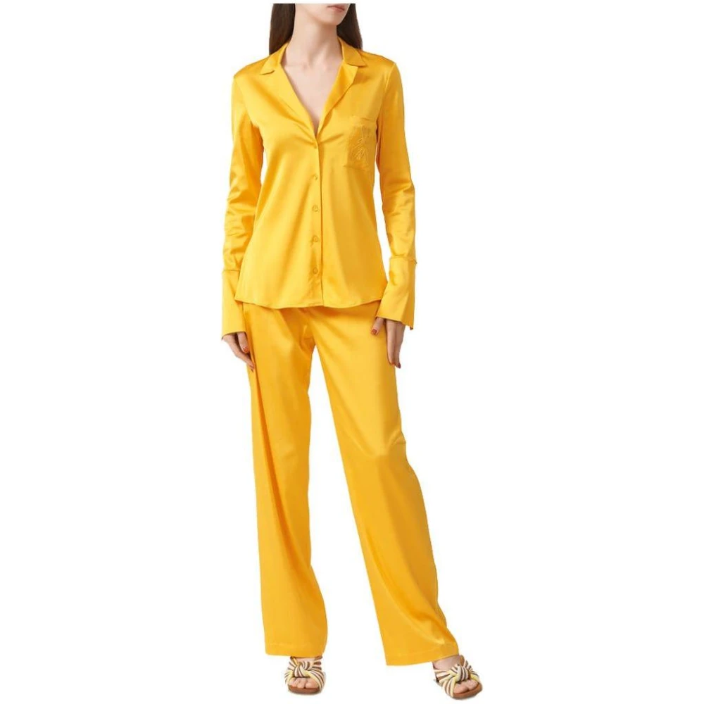 PATRIZIA PEPE Elegante glanzende stoffen broek met rits Orange Dames