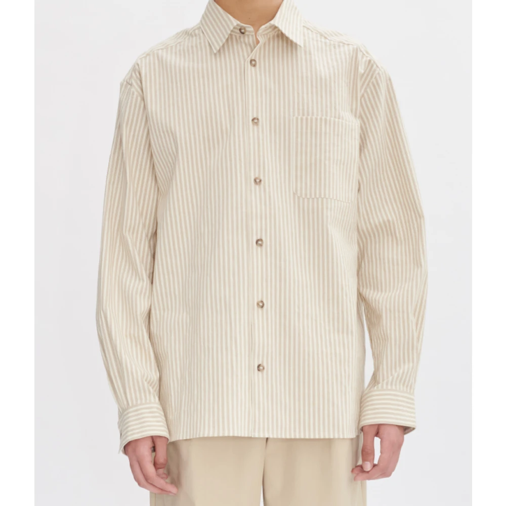 A.p.c. Gestreepte Beige Katoenen Overshirt Beige Heren