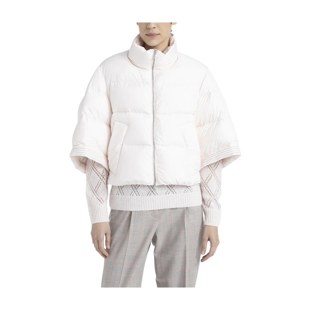 PESERICO Kort donsjack met driekwart mouwen en druppelbescherming Pink Dames