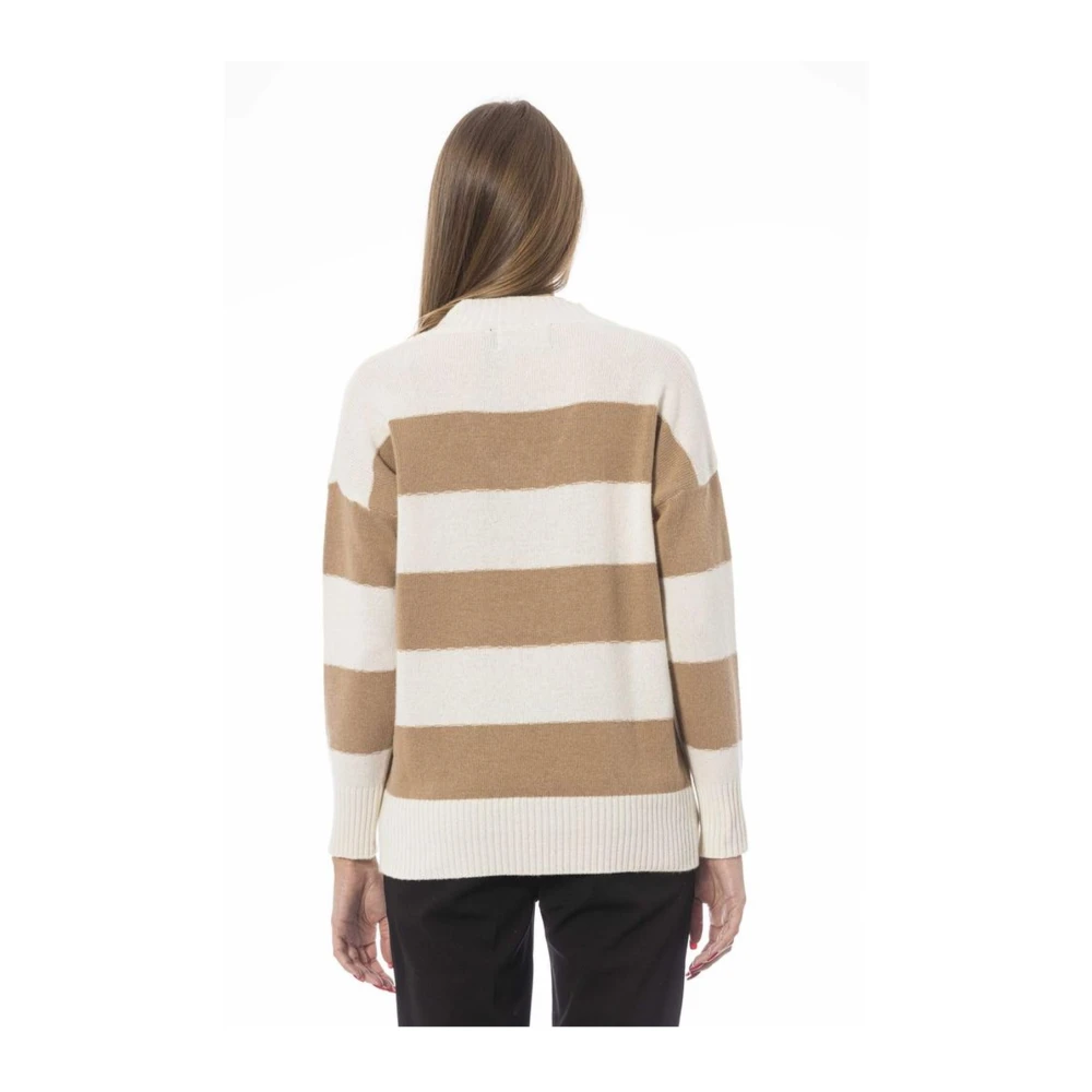Baldinini V-hals wollen trui met ribdetails Multicolor Dames