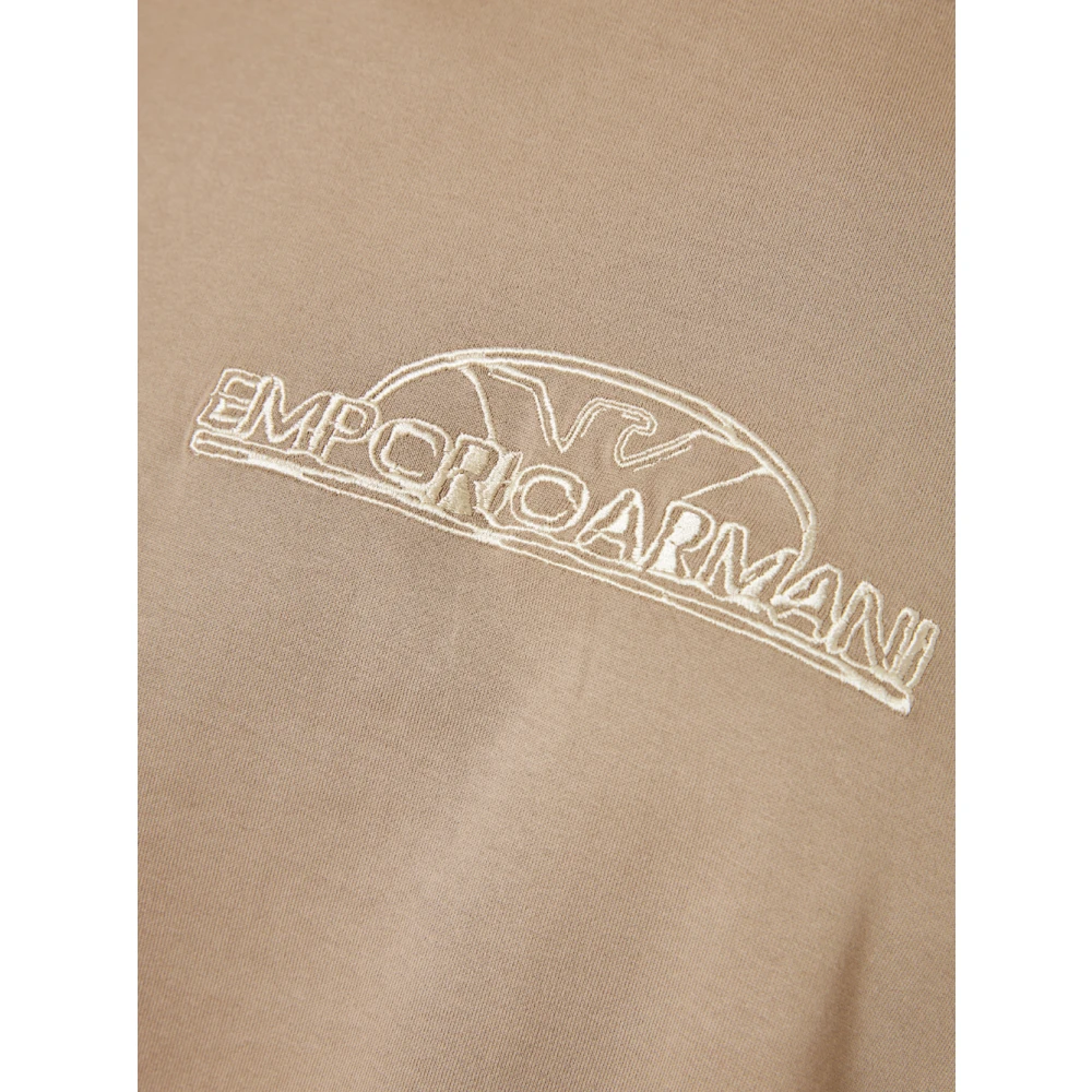 Emporio Armani Katoenen T-shirt met 3D Design Beige Heren