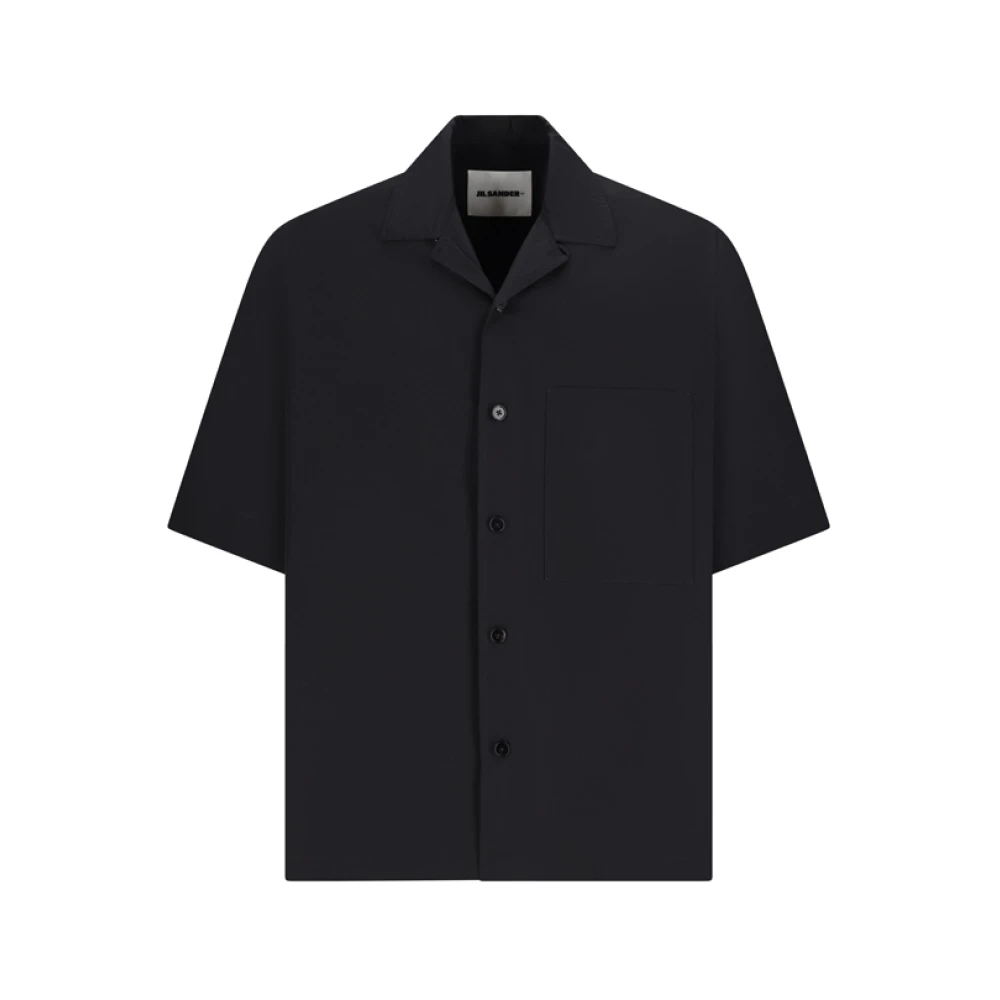 Jil Sander Mannelijk Zwart Overhemden Heren, L, Katoen, Oversized Katoen Poplin Overhemd