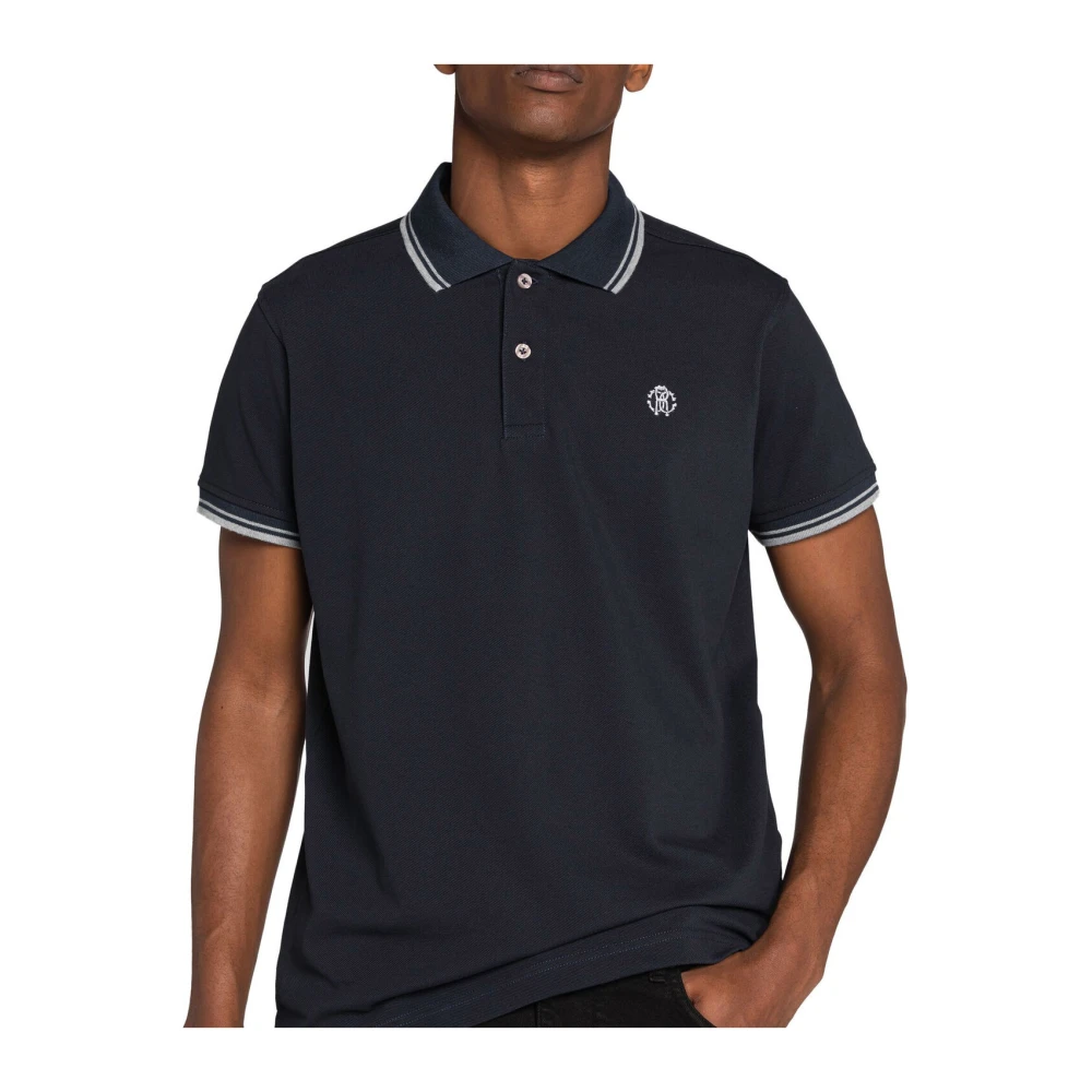 Roberto Cavalli Monogram Polo Shirt met geborduurd logo Blue Heren
