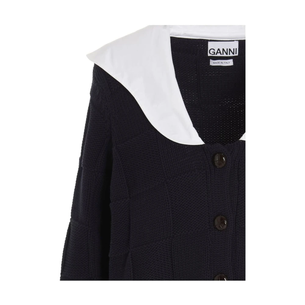 Ganni Contrastkraag Vest Blue Dames