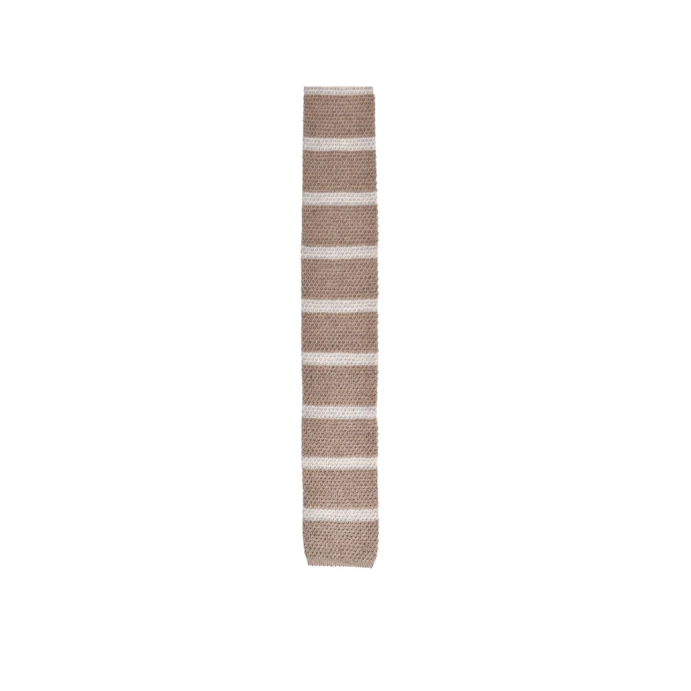 Brunello Cucinelli Men's Beige Textured Striped Knit Tie