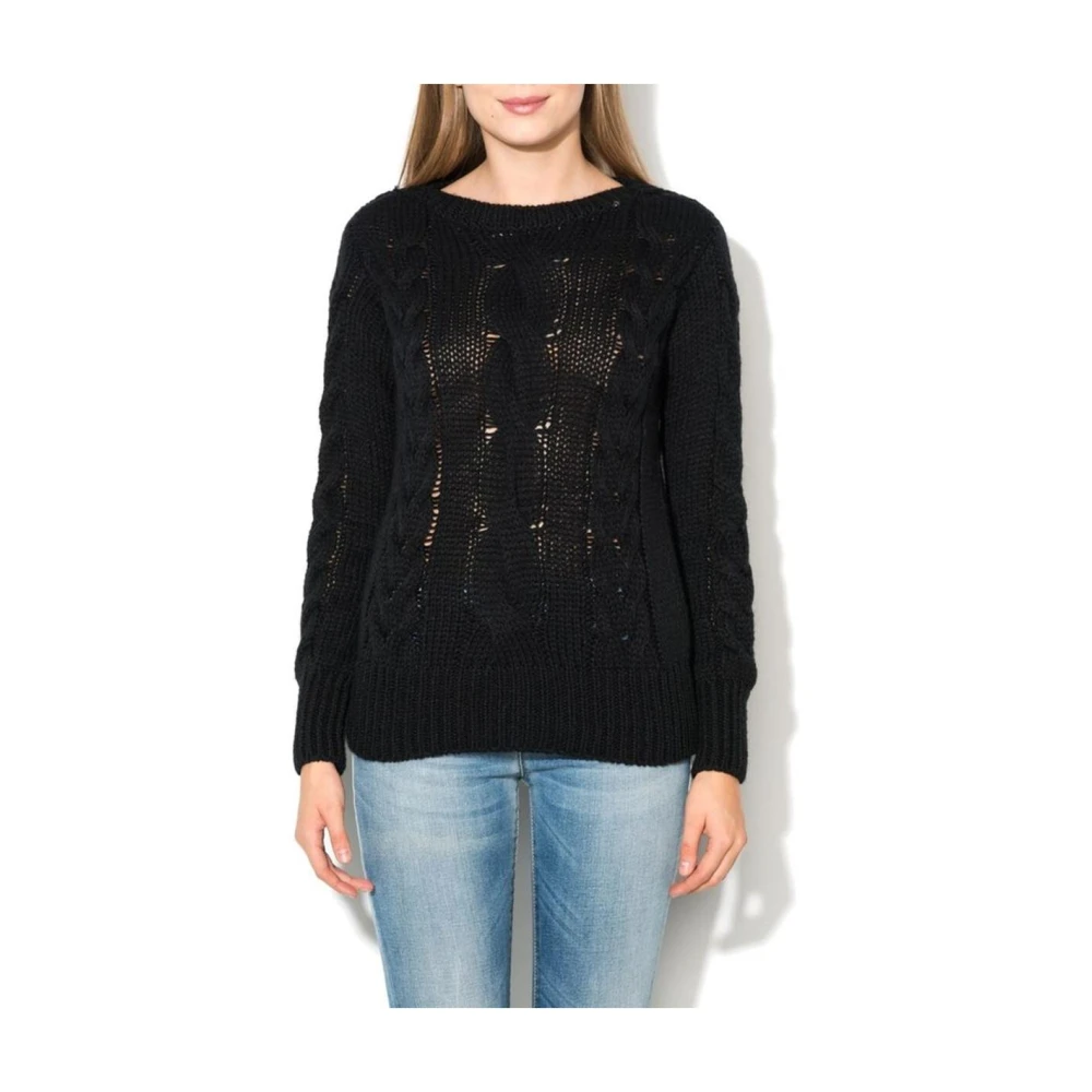 Gas Women's Black Wool Crewneck Sweatshirt