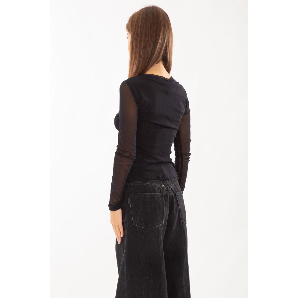 Misbhv Kristal Logo Mesh Longsleeve Tee Black Dames