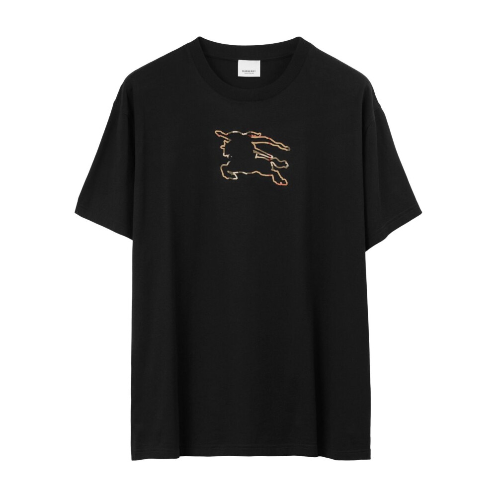 Black T shirts and Polos with Equestrian Knight Logo Burberry