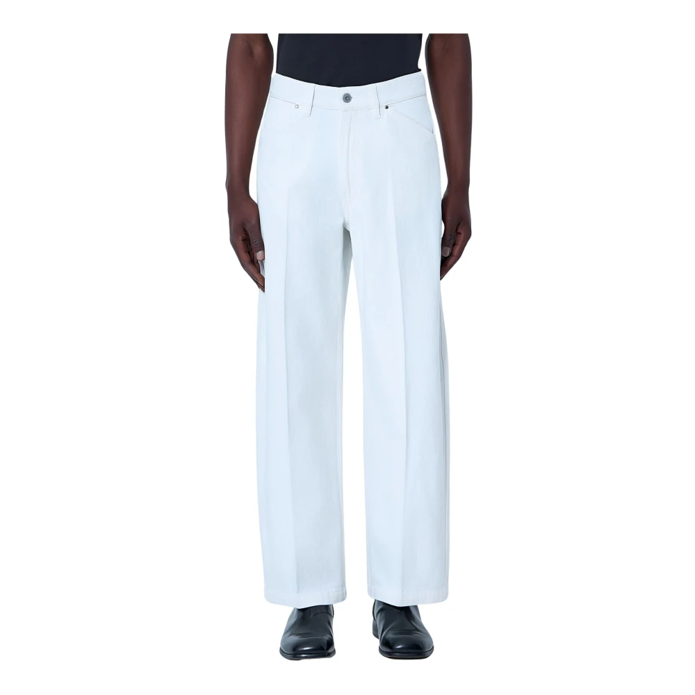 Lemaire White Large Trousers In Denim - Male - Straight Fit Jeans - Xl - Jeans