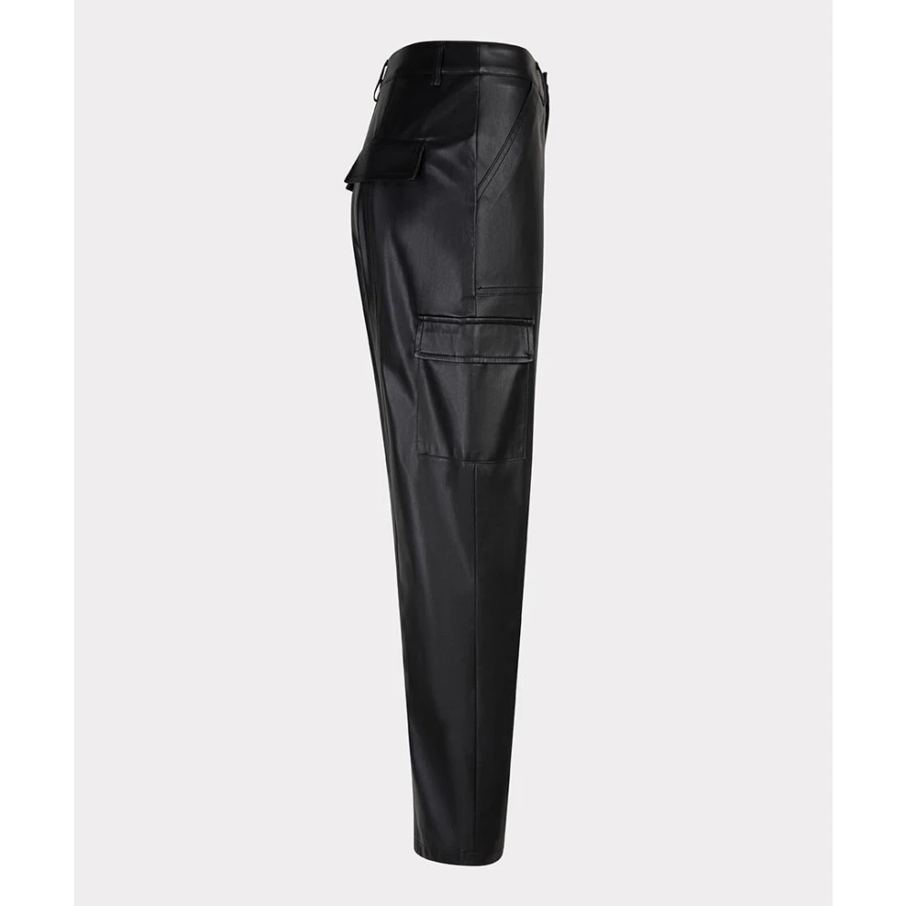Esqualo Vegan leren cargobroek in zwart Black Dames