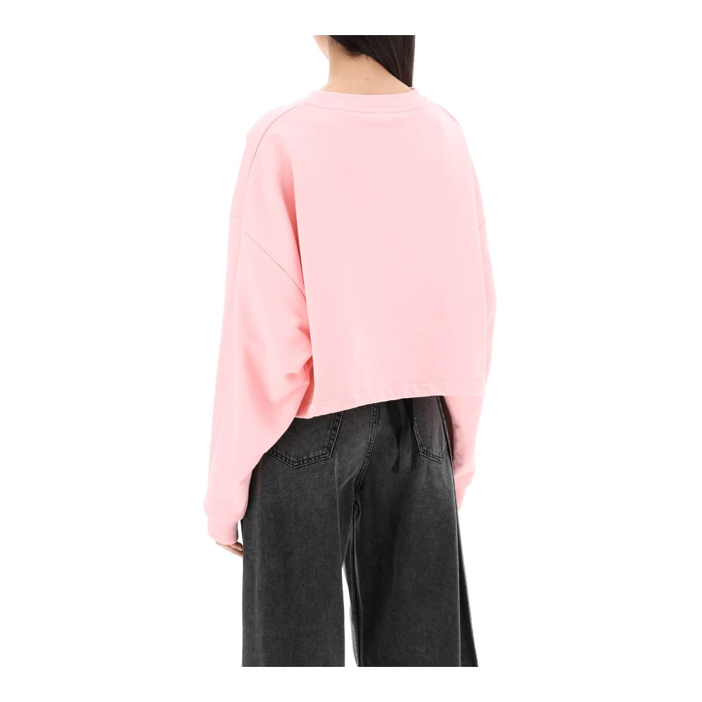 Marni Boxy Logo Sweatshirt met Bloemenborduursel Pink Dames