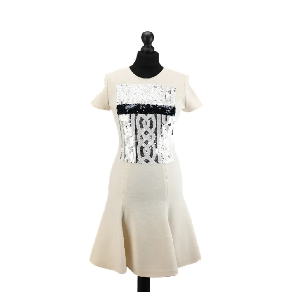 Dior Vintage Pre-owned Wool dresses Beige Dames