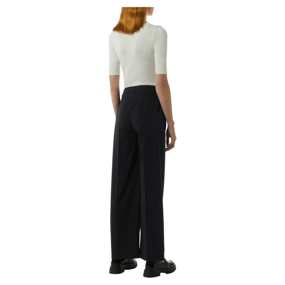 comma Gestreepte broek met subtiel Lurex garen Blue Dames