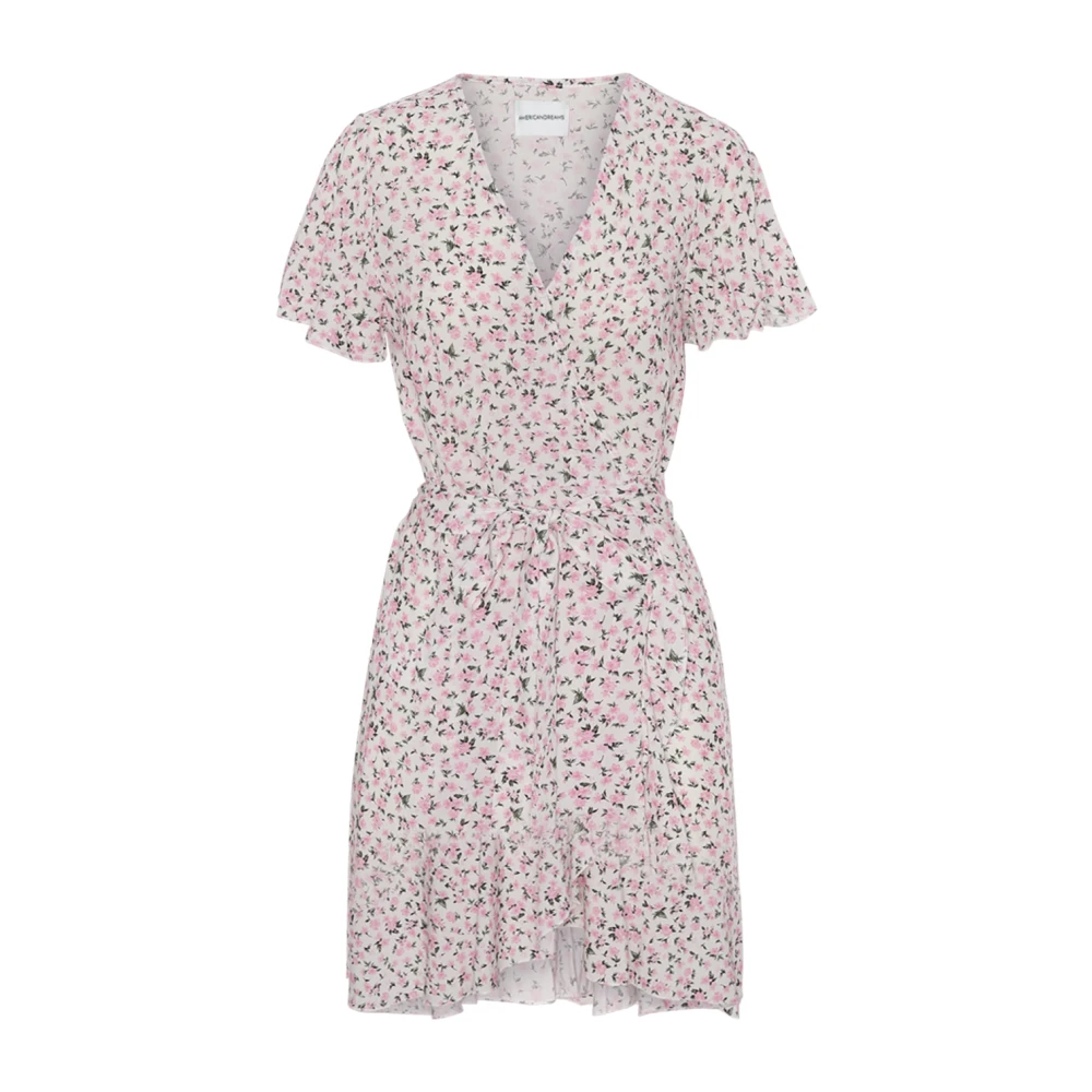 American Dreams Bloemen Wikkeljurk Gerimpelde Voorkant Pink Dames