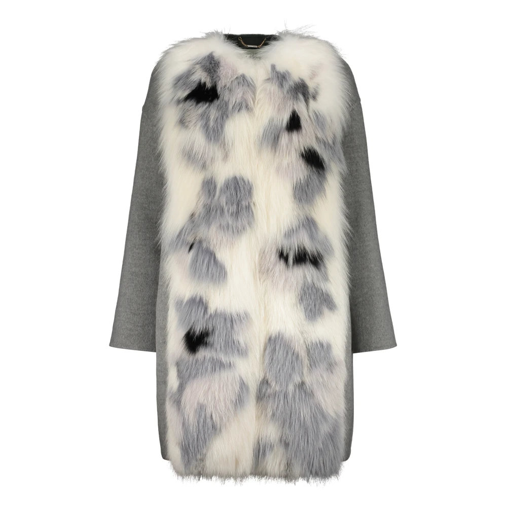 Fendi Luxe Cashmere Vos Bontjas Gray Dames