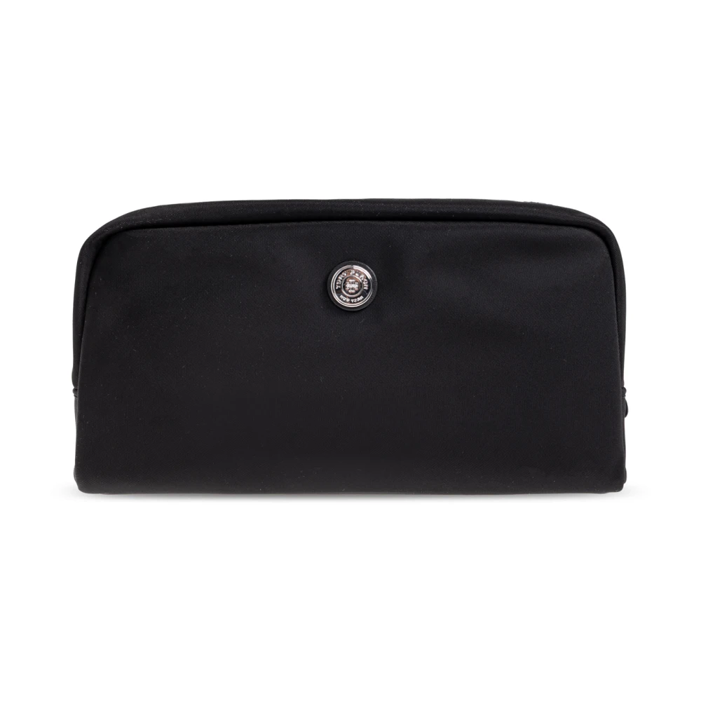 Tory Burch Women's Black Cosmetic Bag With Logo - Toilet Bags - One Size - Bags