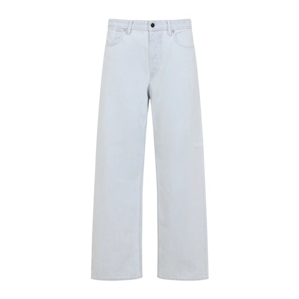 Stone Island Blue Wide Jeans, Male, W34, Loose-Fit Five-Pocket Jeans