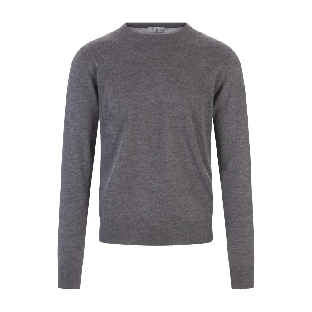 Fedeli Round-neck Knitwear Gray Heren