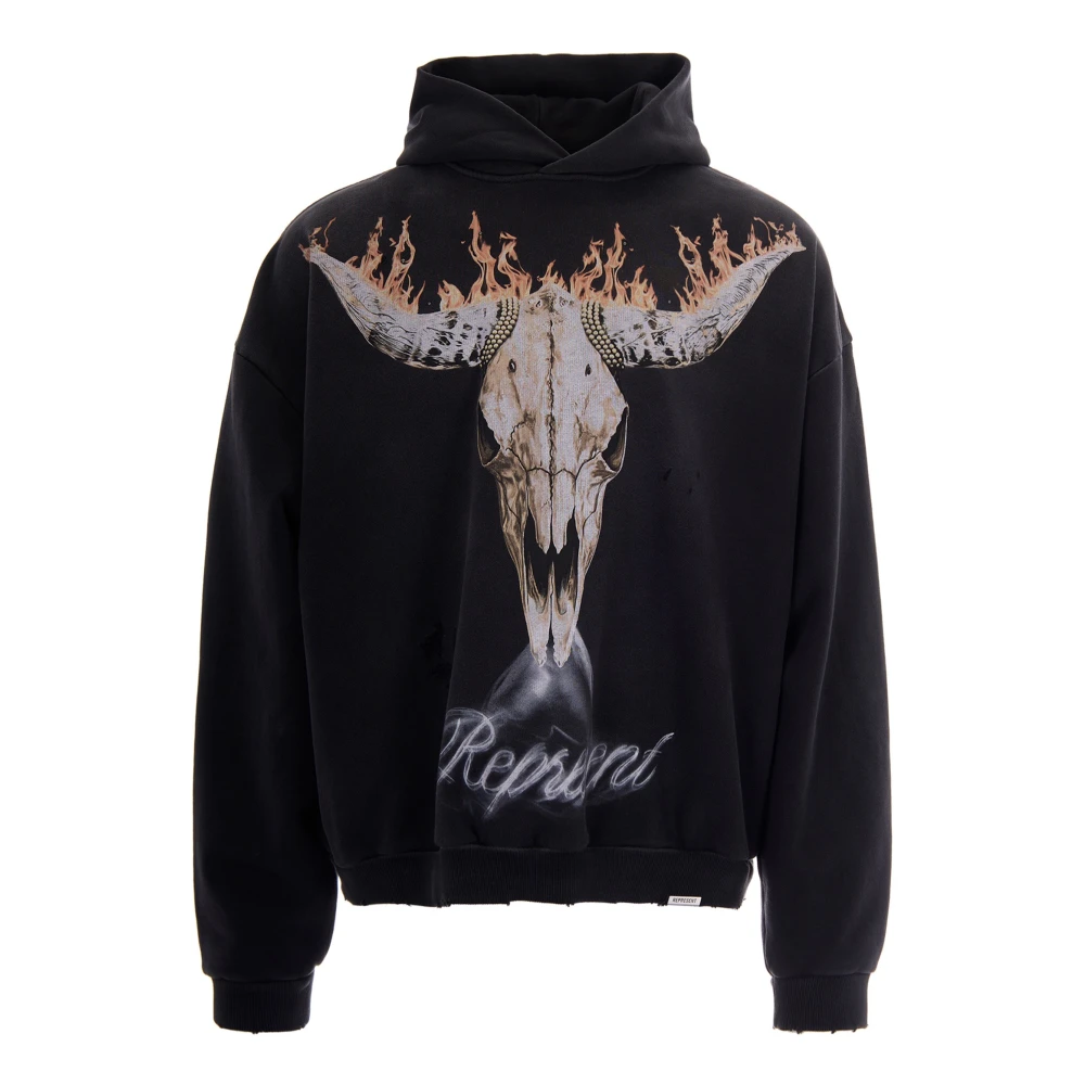 Represent Men's Black Hoodies, S, Felpa Con Cappuccio Squadrata