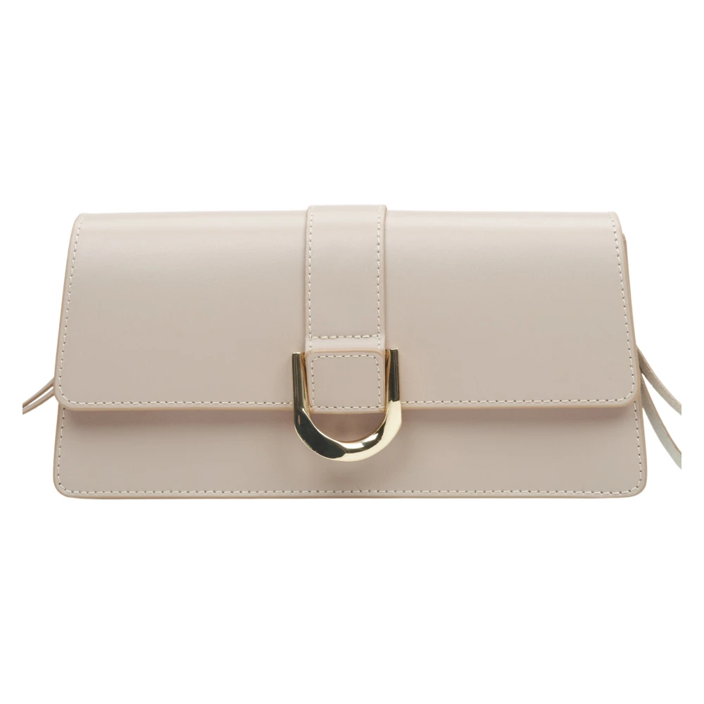 Estro Dames Beige Leren Handtas met Gouden Accenten Er00114773 Beige Dames