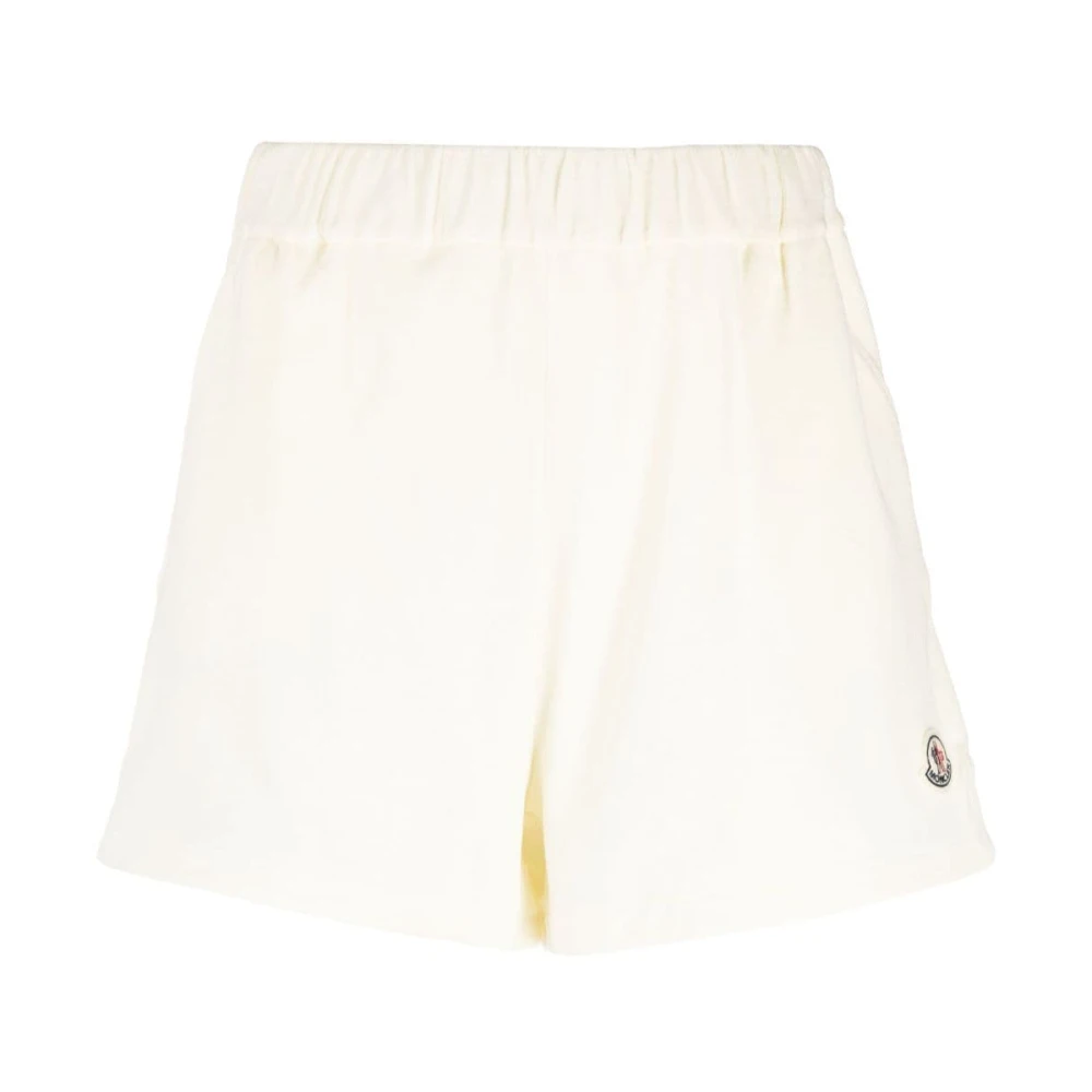 Moncler Witte Velours Logo Patch Shorts White Dames